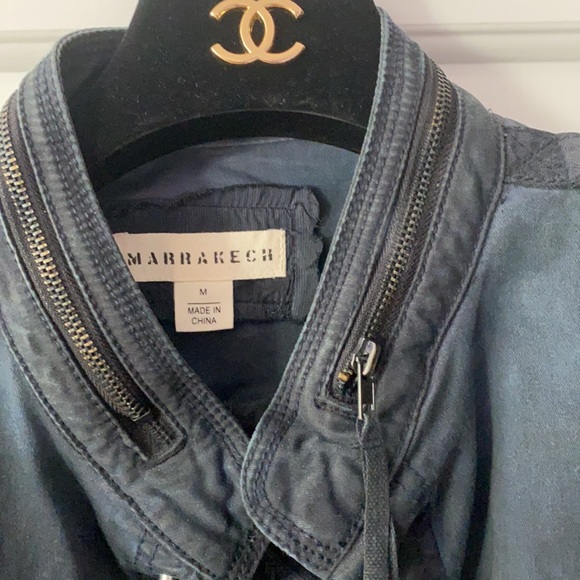 New without tags navy coat light denim like material - Picture 2 of 6